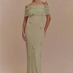 Meshki Brynn Knit Maxi Dress Pastel Green